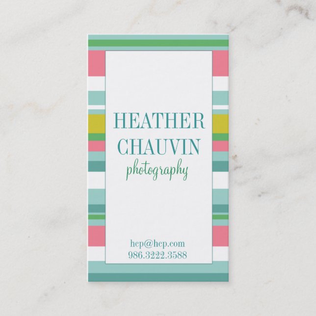 Colorful Stripes simple business card (Front)