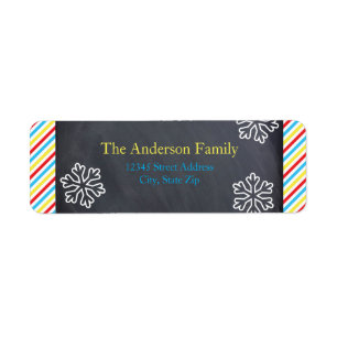 Colorful Stripes Snowflakes -Return Address Labels