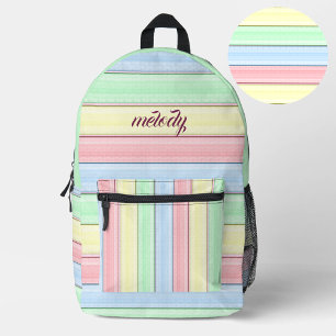 Colorful Stripes Soft Pastel Horizontal Lines Printed Backpack