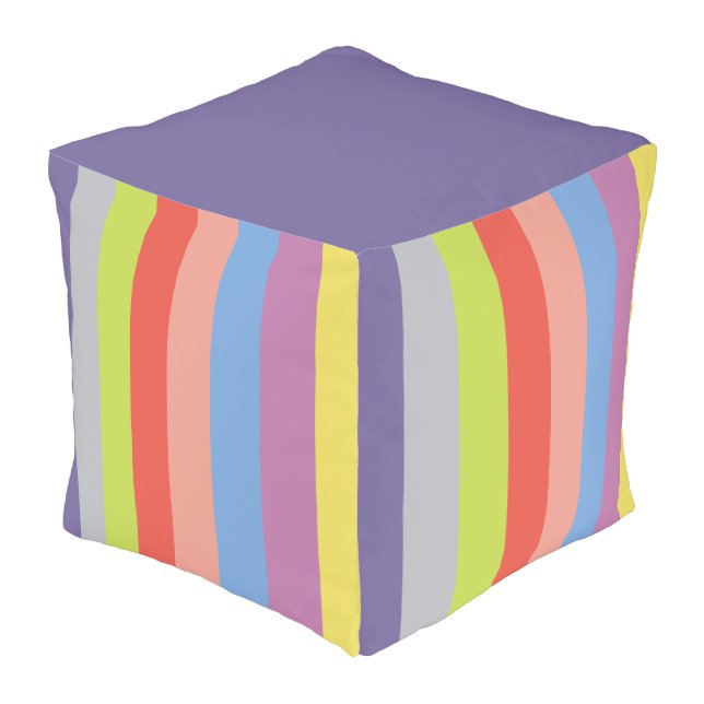 Colorful Stripes - Square Pouf (Angled Back)