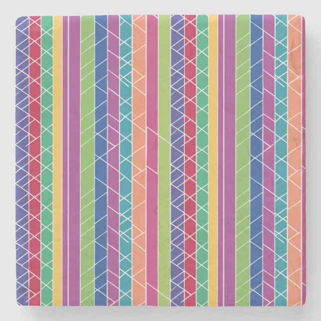 Colorful Stripes Stone Coaster (Front)