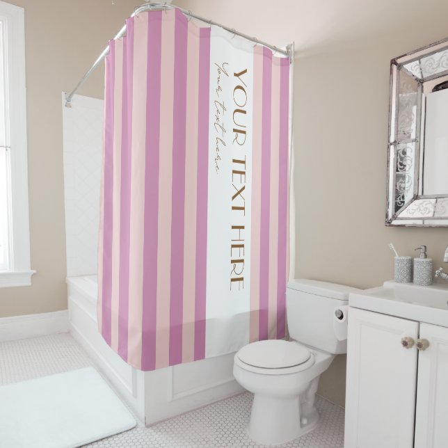 Colorful Stripes Stylish Chic yellow Personalized Shower Curtain (In Situ)