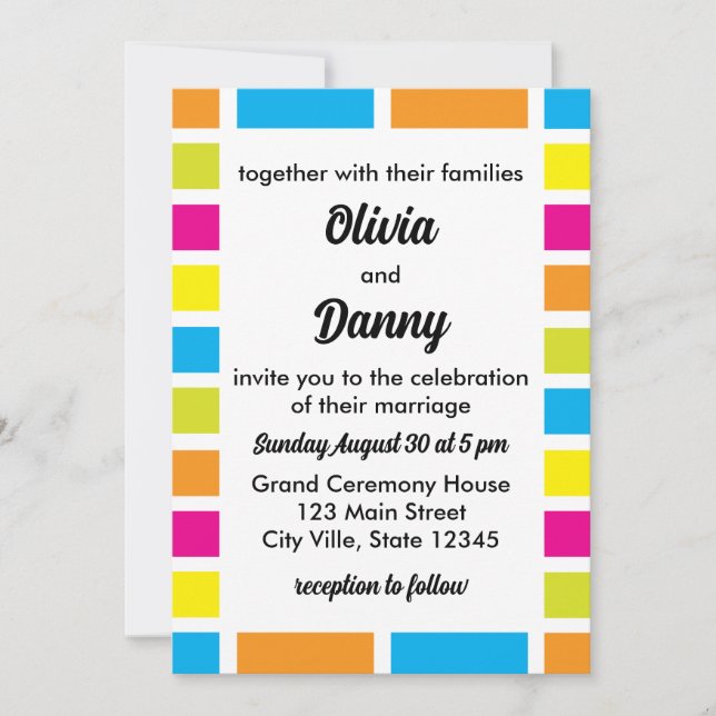 Colorful Stripes Summer Wedding Invitation (Front)