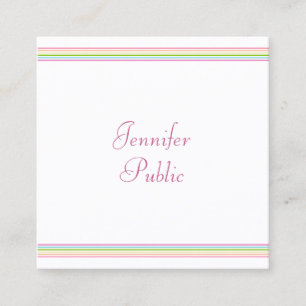 Colorful Stripes Template Modern Handwritten Square Business Card