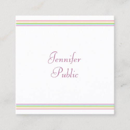 Colorful Stripes Template Modern Handwritten Square Business Card