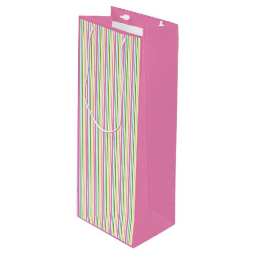 Colorful Stripes Template Pink Yellow Blue Green Wine Gift Bag