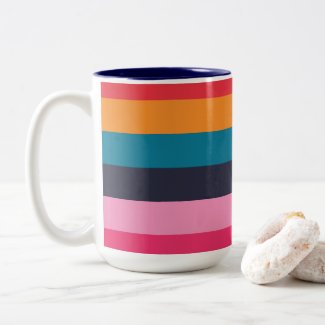 Colorful Stripes Two-Tone Coffee Mug