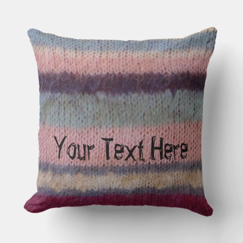 colorful stripes vintage style fun knitted  throw pillow
