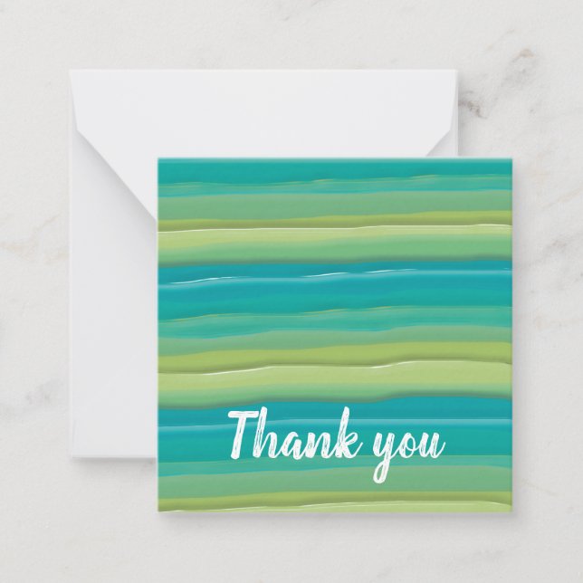 Colorful Stripes Watercolor Thank You Note Card (Front)