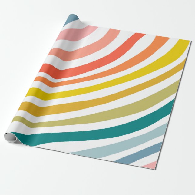 Colorful Stripes Waves Gift Wrapping Paper (Unrolled)