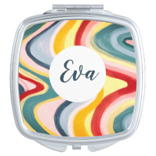 Colorful Stripes Waves Minimalist Simple CUSTOM Compact Mirror