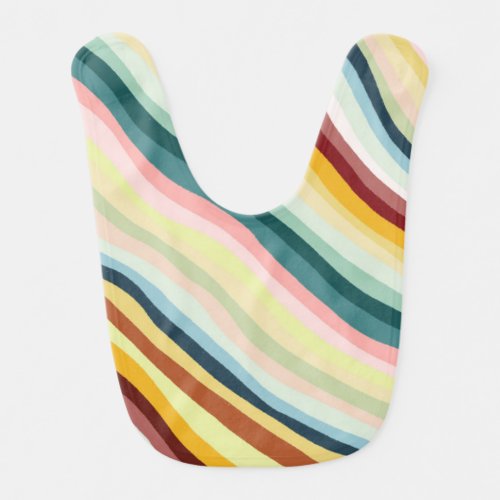 Colorful Stripes Waves Pattern Baby Bib