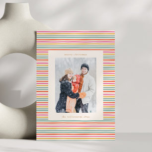 Colorful Stripes Whimsical Family Christmas Photo Holiday Card