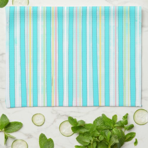 Colorful Stripes Whimsical Modern Winter Holiday Kitchen Towel