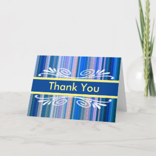 Colorful Stripes with Blue Badge Thank You Card