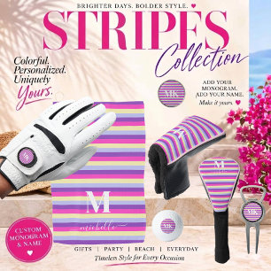 Colorful Stripes with Monogram Golf Glove