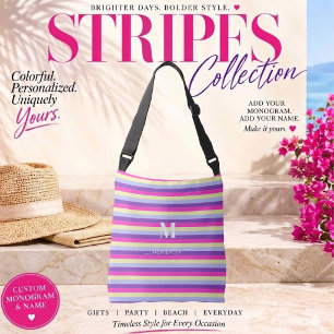 Colorful Stripes with Monogram Script Crossbody Bag