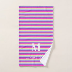 Colorful Stripes with Monogram Script Hand Towel