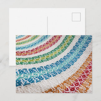 Colorful Stripes Woven Fabric Holiday Postcard