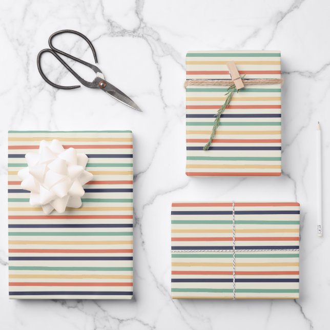  Colorful Stripes  Wrapping Paper Sheets (Front)