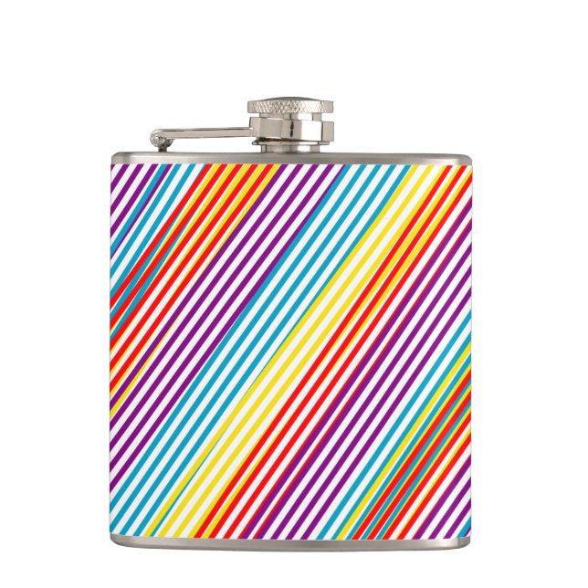 Colorful strips pattern hip flask (Front)
