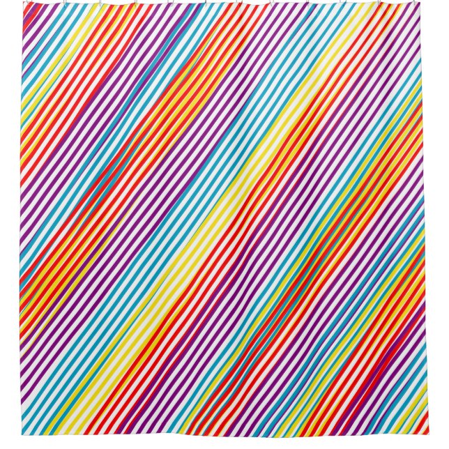 Colorful strips pattern shower curtain (Front)