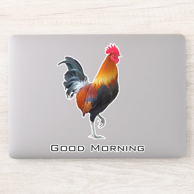 Colorful Strutting Rooster Design Contour Sticker (Computer)