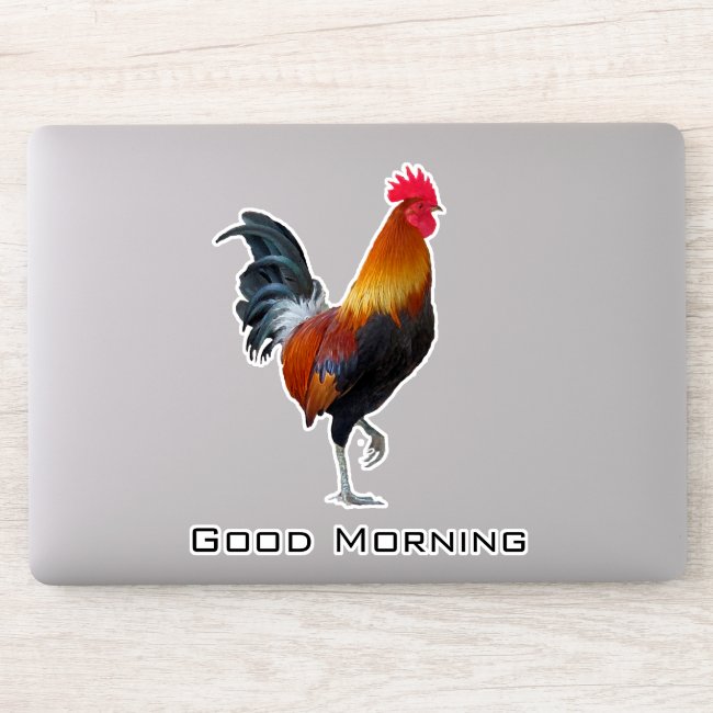 Colorful Strutting Rooster Design Contour Sticker