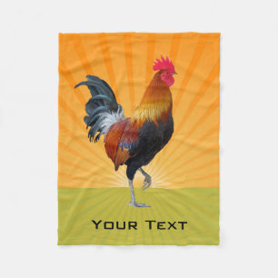 Colorful Strutting Rooster Design Fleece Blanket