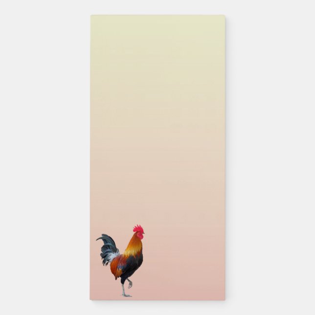 Colorful Strutting Rooster Design Fridge Notepad (Front)
