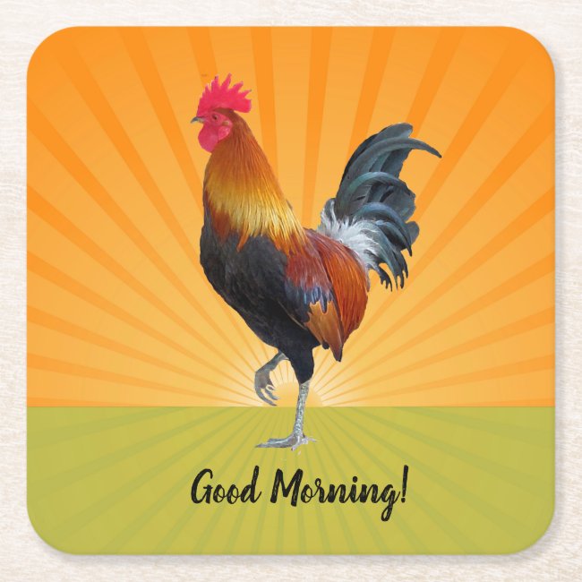 Colorful Strutting Rooster Design Paper Coaster