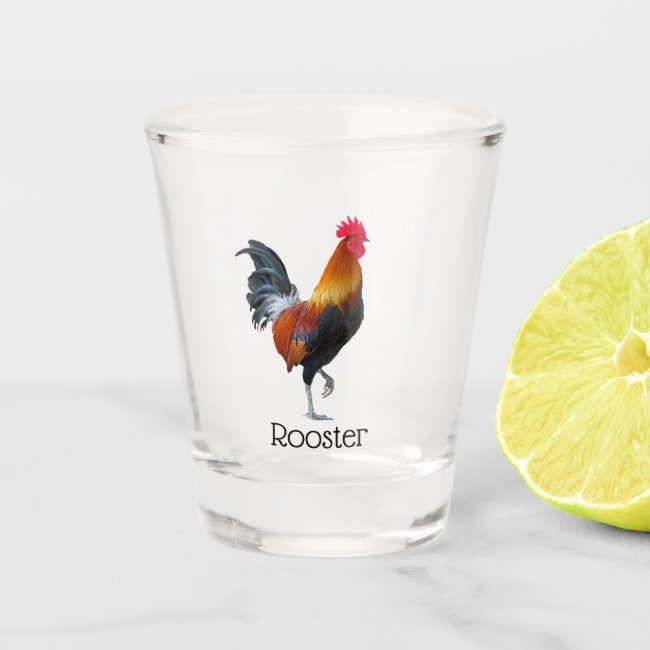 Colorful Strutting Rooster Design Shot Glass