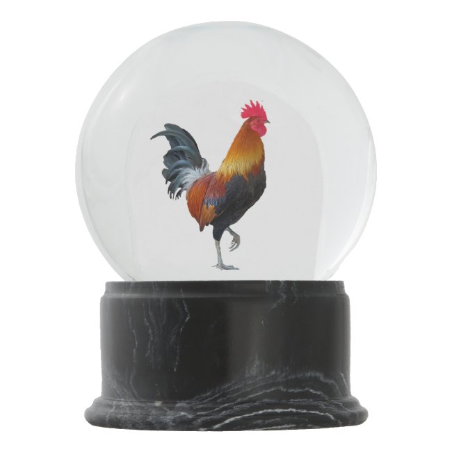 Colorful Strutting Rooster Design Snow Globe
