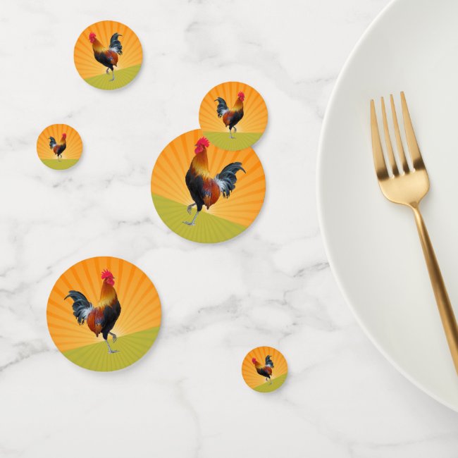 Colorful Strutting Rooster Design Table Confetti