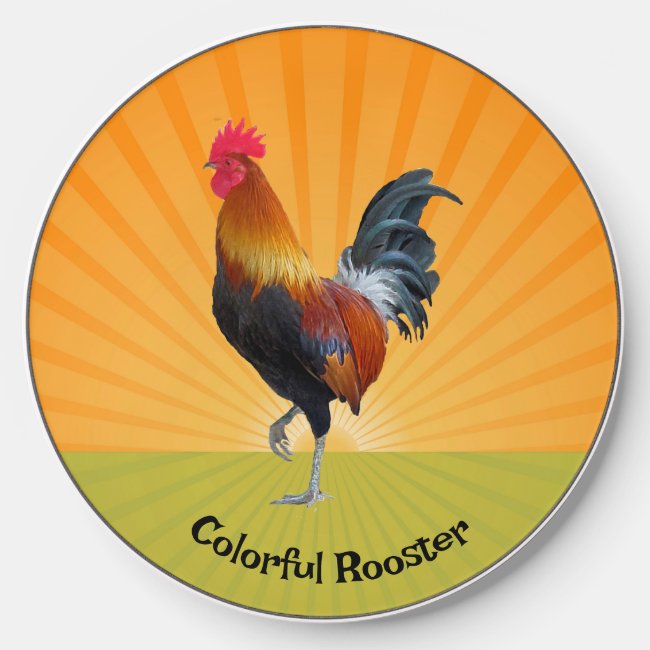 Colorful Strutting Rooster Design Wireless Charger