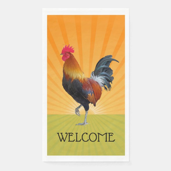 Colorful Strutting Rooster Guest Towel Napkins