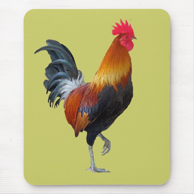 Colorful, Strutting Rooster Mousepad (Front)