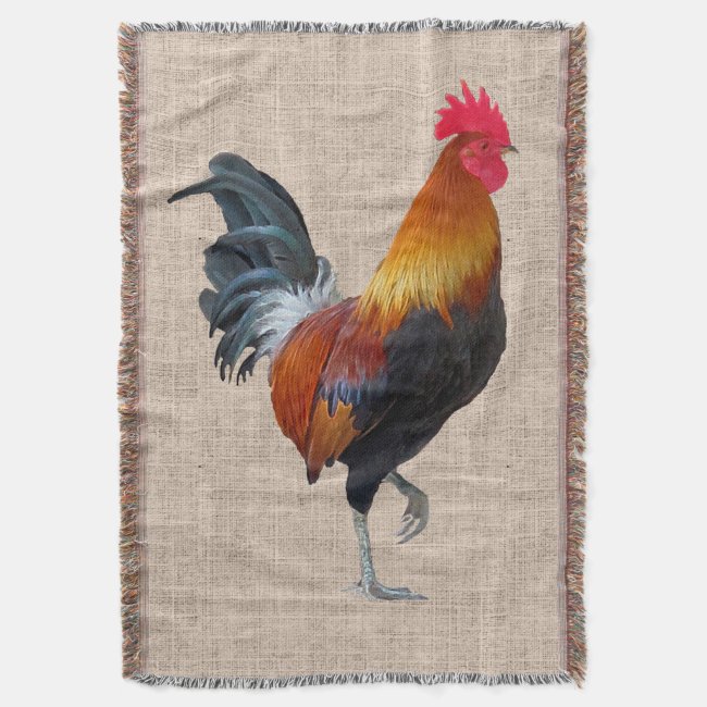 Colorful Strutting Rooster Throw Blanket