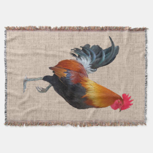 Colorful Strutting Rooster Throw Blanket
