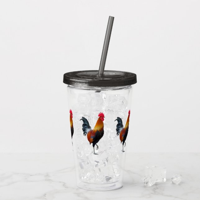 Colorful Strutting Roosters Acrylic Tumblers (Back Ice)