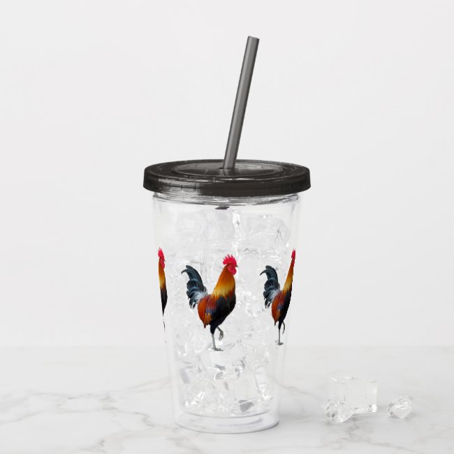 Colorful Strutting Roosters Acrylic Tumblers