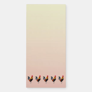 Colorful Strutting Roosters Design Fridge Notepad