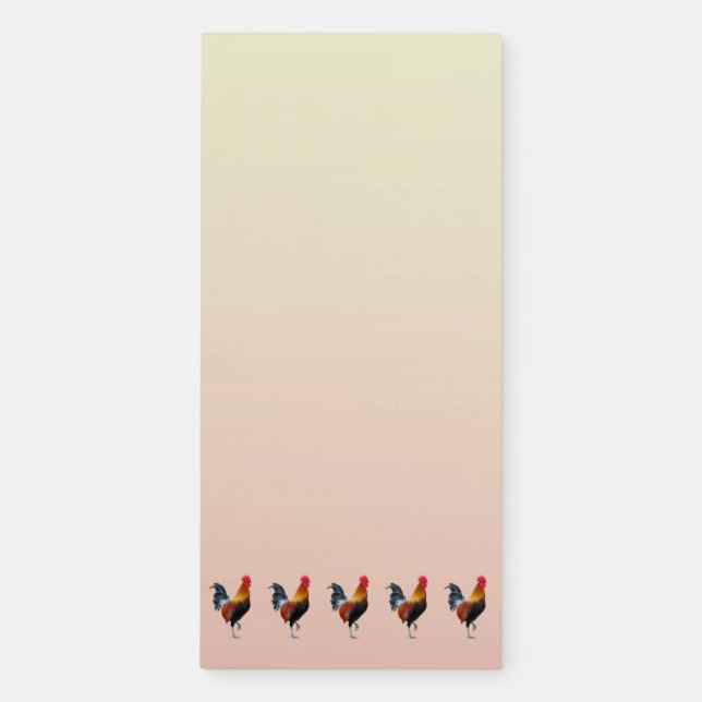 Colorful Strutting Roosters Design Fridge Notepad (Front)
