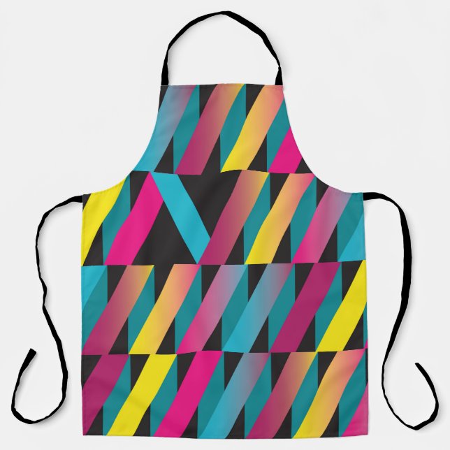 Colorful stylish abstract ribbon geometric pattern apron (Front)