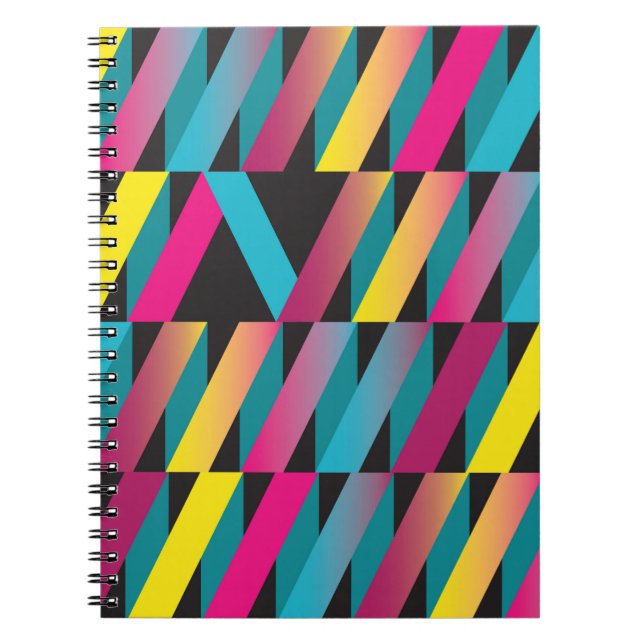 Colorful stylish abstract ribbon geometric pattern notebook (Front)