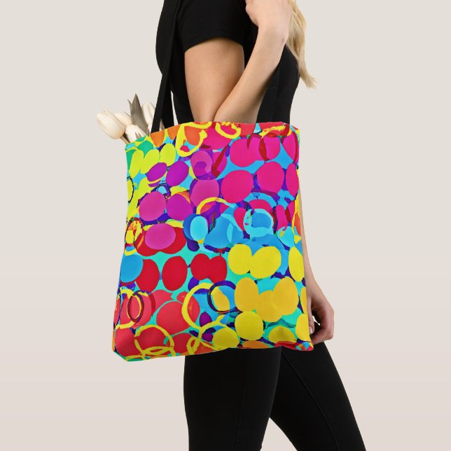 Colorful Stylish and Chic Spectrum Pattern Tote Bag (Close Up)