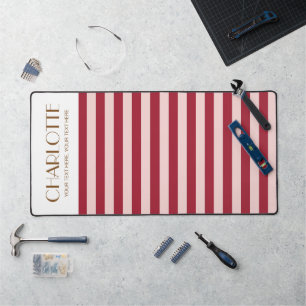 Colorful Stylish Bright Color Minimalist Stripes Desk Mat