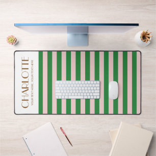 Colorful Stylish Bright Color Minimalist Stripes Desk Mat