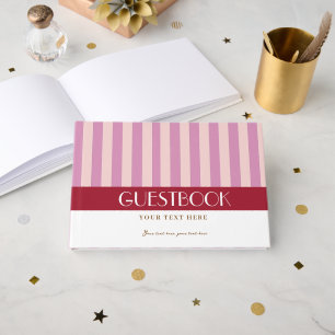 Colorful Stylish Bright Color Minimalist Stripes Foil Guest Book