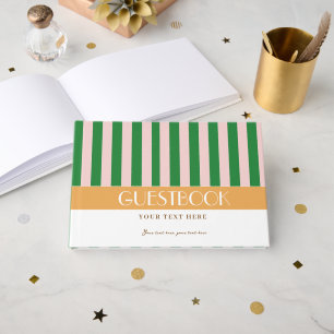 Colorful Stylish Bright Color Minimalist Stripes  Foil Guest Book